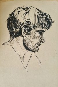 Ted Hughes sketch by Sylvia Plath